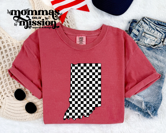 black and white checkered indiana shape