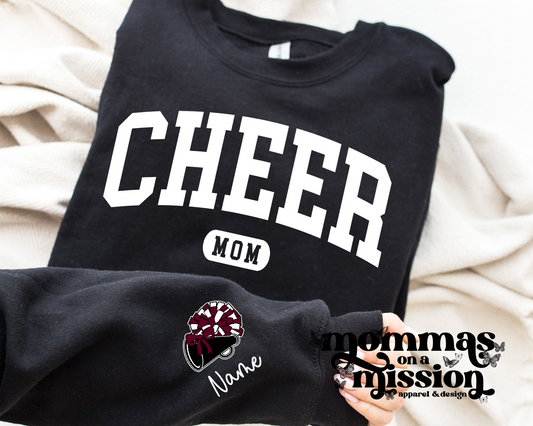 cheer mom with pom pom and custom name sleeve - wes-del cheer boosters