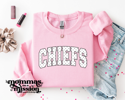 chiefs black & white polka dots