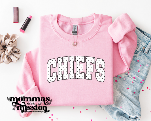 chiefs black & white polka dots