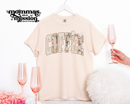 coffee weather floral and bow