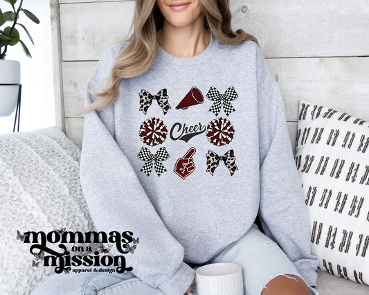 leopard/checkered coquette cheer - wes-del cheer boosters