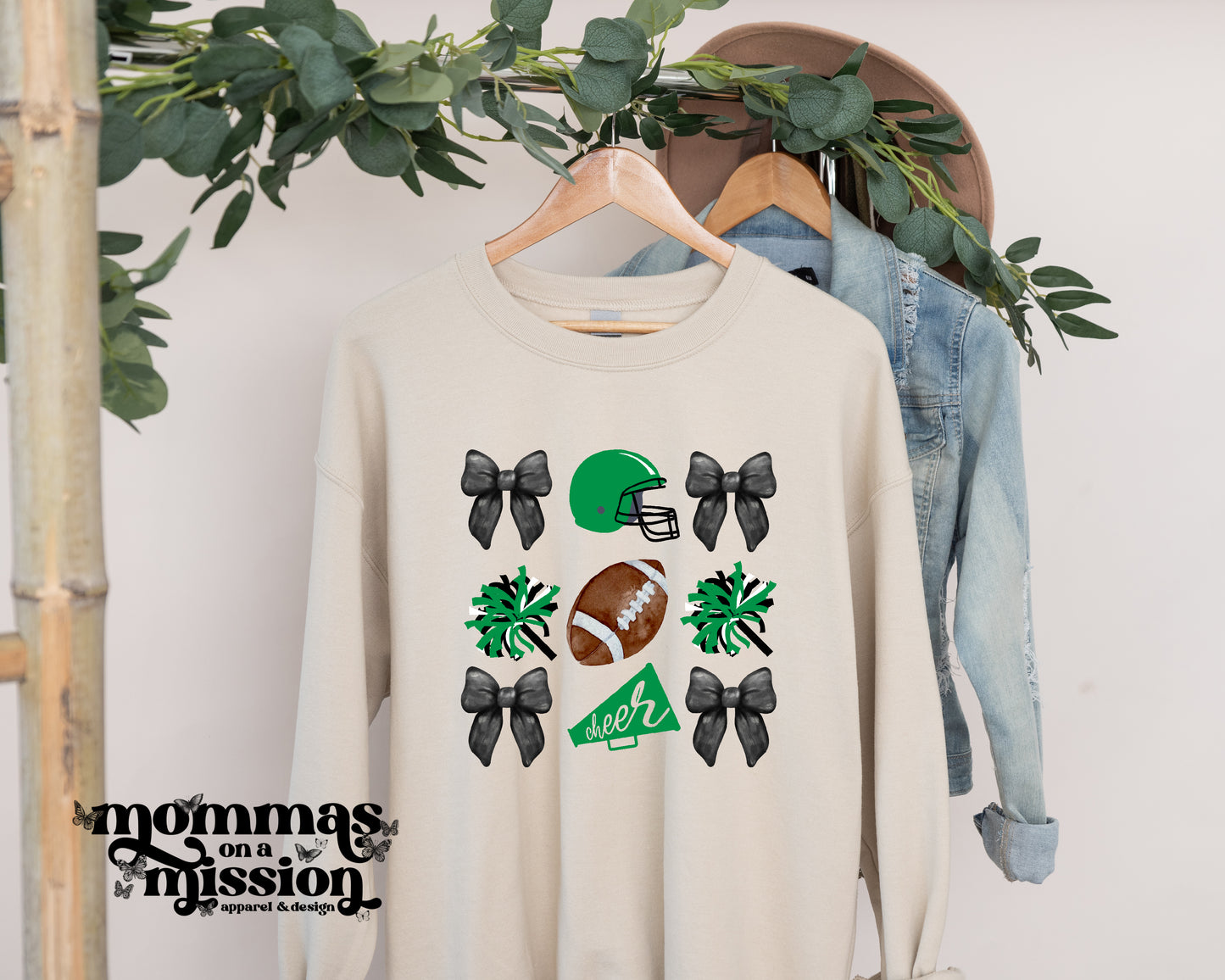 green coquette football/cheer