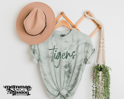 grunge dark green cursive tigers