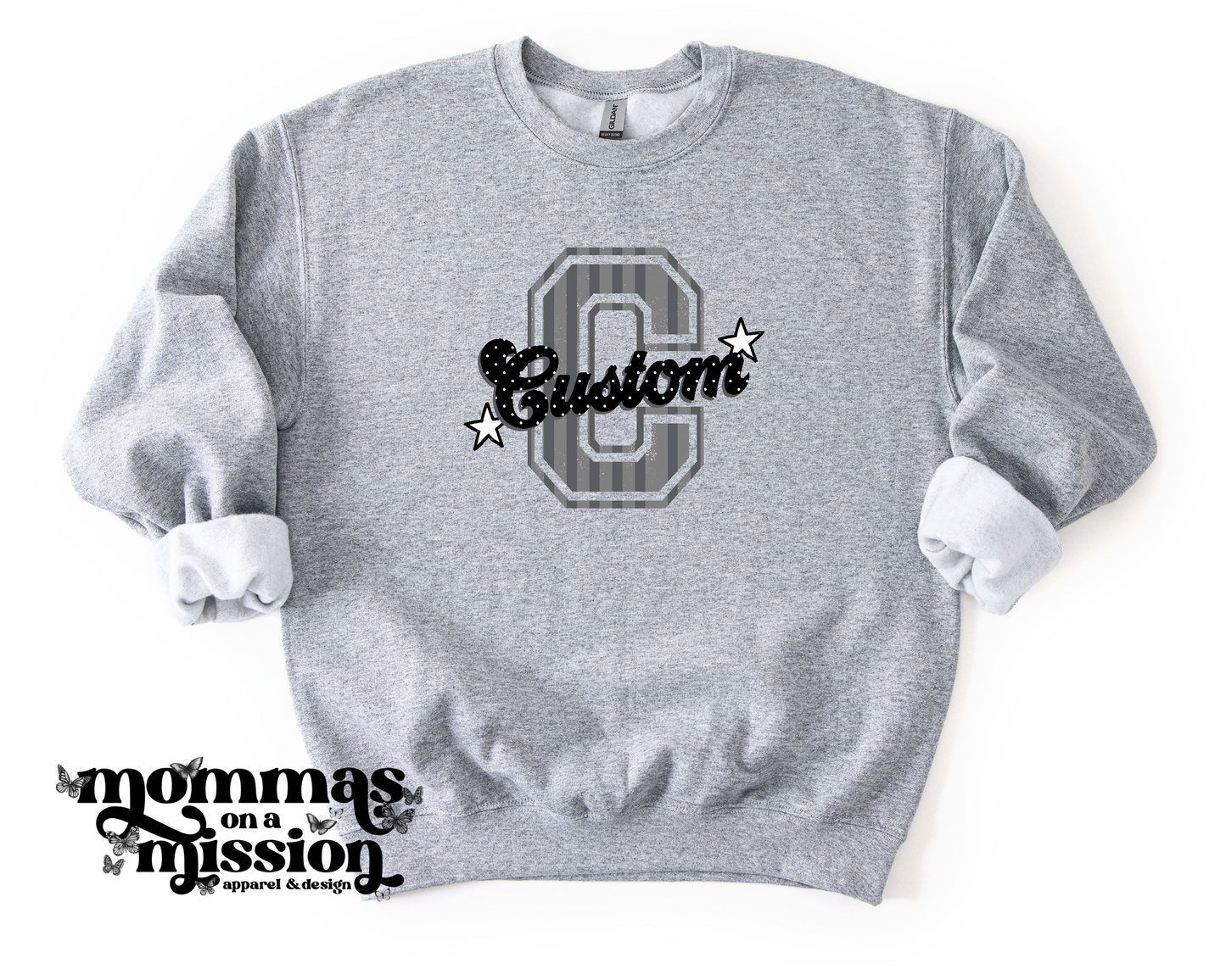 custom strip/dot school letter & mascot (youth)