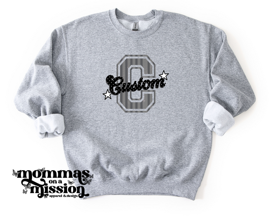custom strip/dot school letter & mascot (youth)