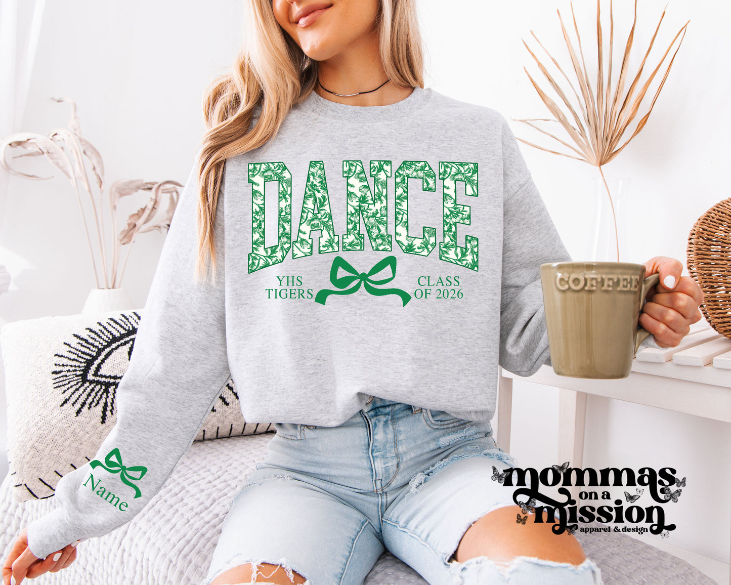 dance green floral patterned  - custom class of year/name