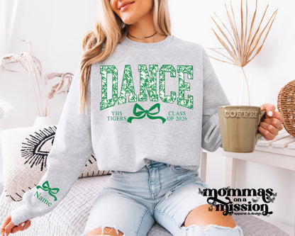 dance green floral patterned  - custom class of year/name