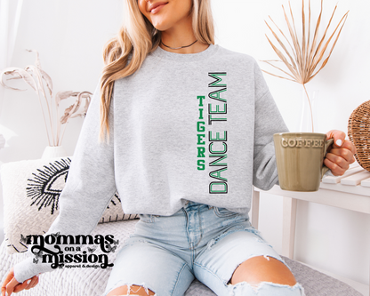 tigers dance team vertical green/black