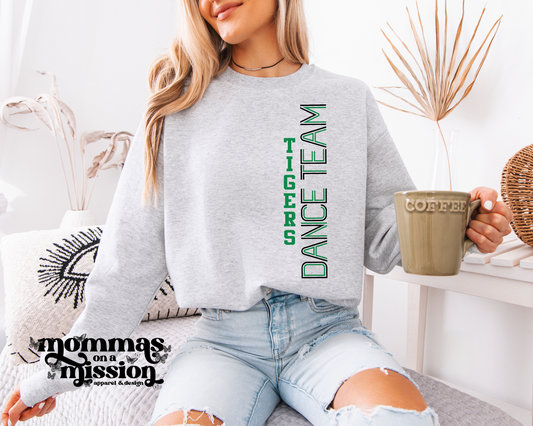 tigers dance team vertical green/black