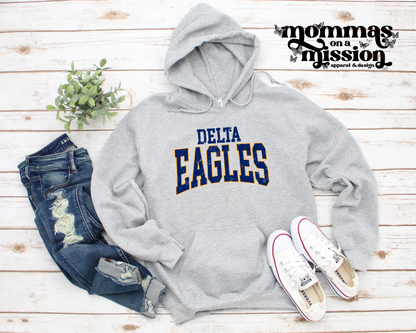 delta eagles warped text