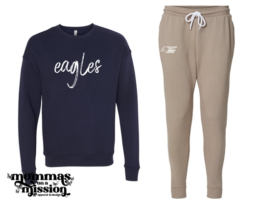 eagles spirit sweat set - navy/tan