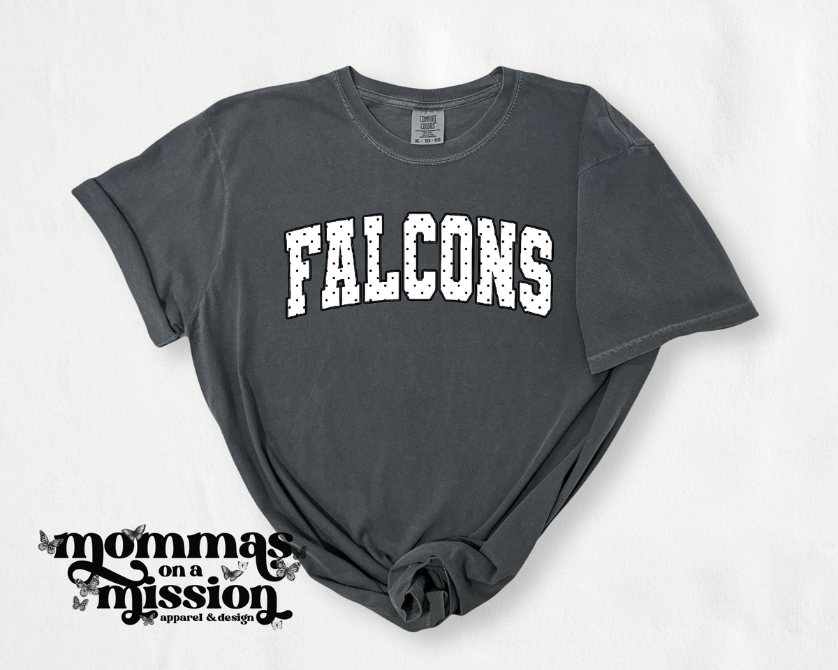 falcons black & white polka dots