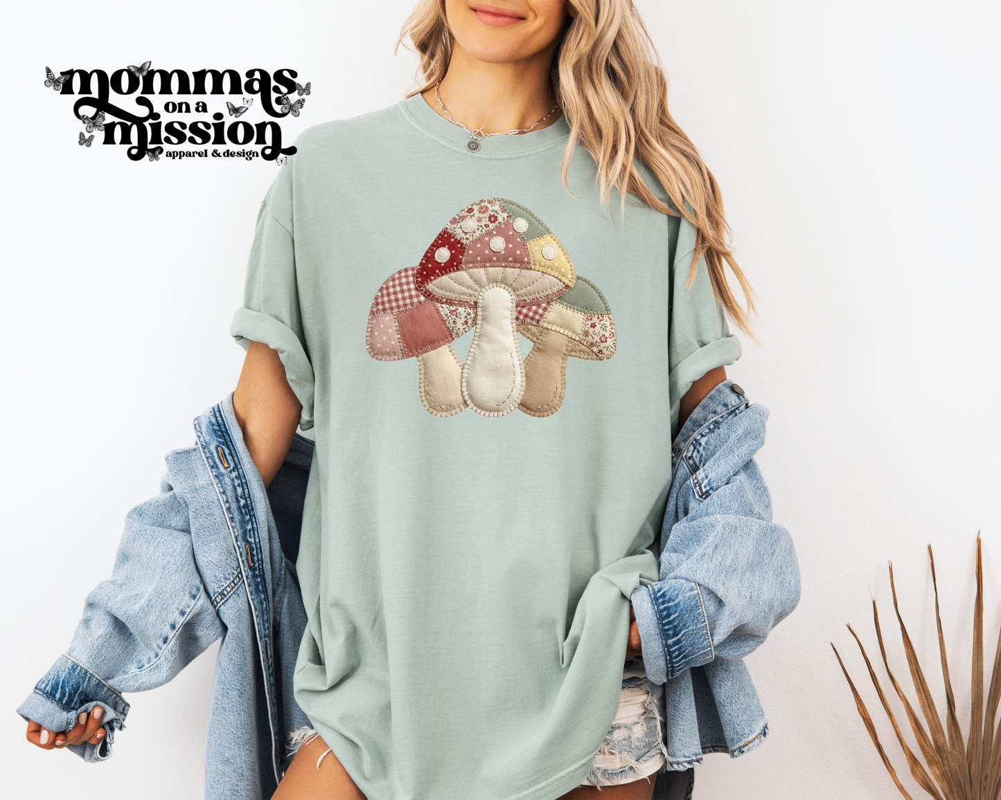 mushroom faux patchwork collage