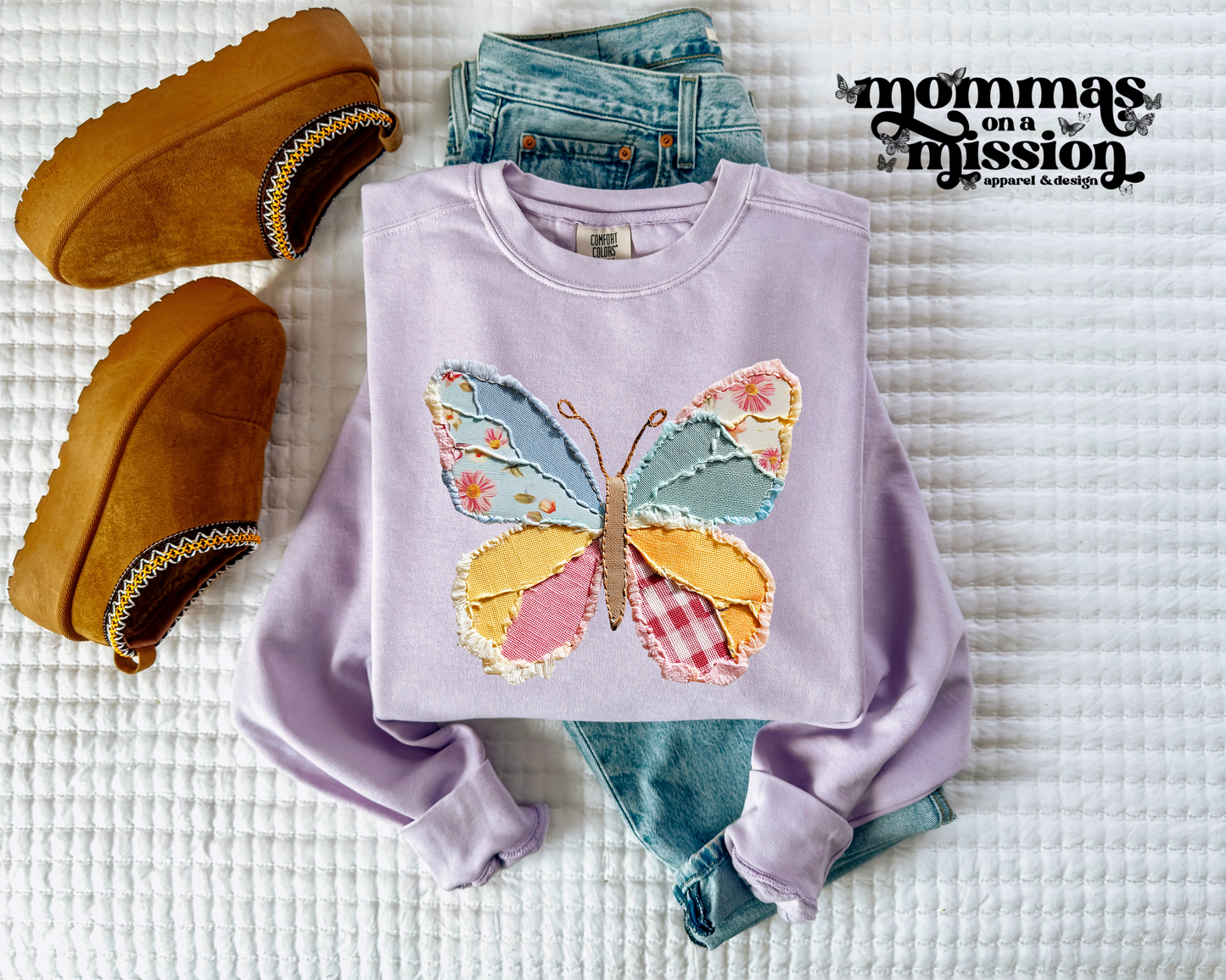 pastel butterfly faux patchwork