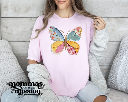 pastel butterfly faux patchwork (youth)