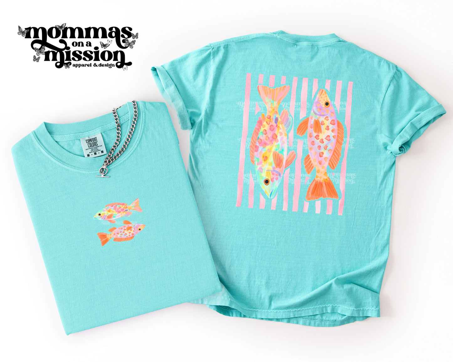 cute stripes & fish front/back