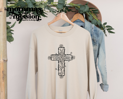 floral filled cross