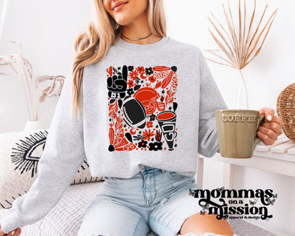 flower football art - red/black