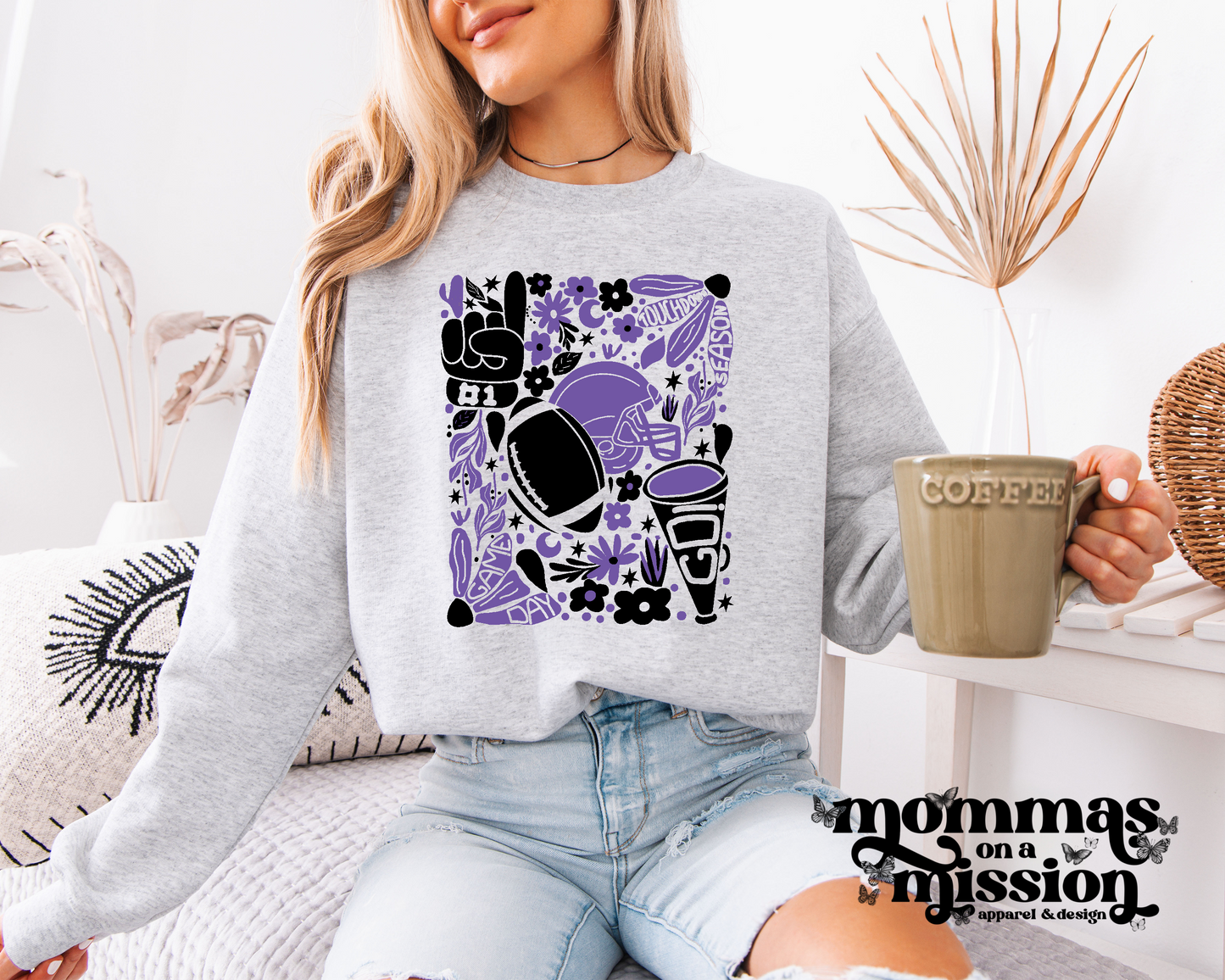 flower football art - purple/black