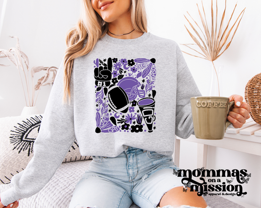 flower football art - purple/black