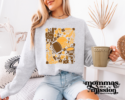 flower football art - brown/gold