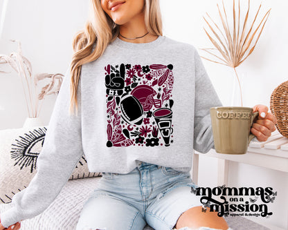 flower football art - maroon/black