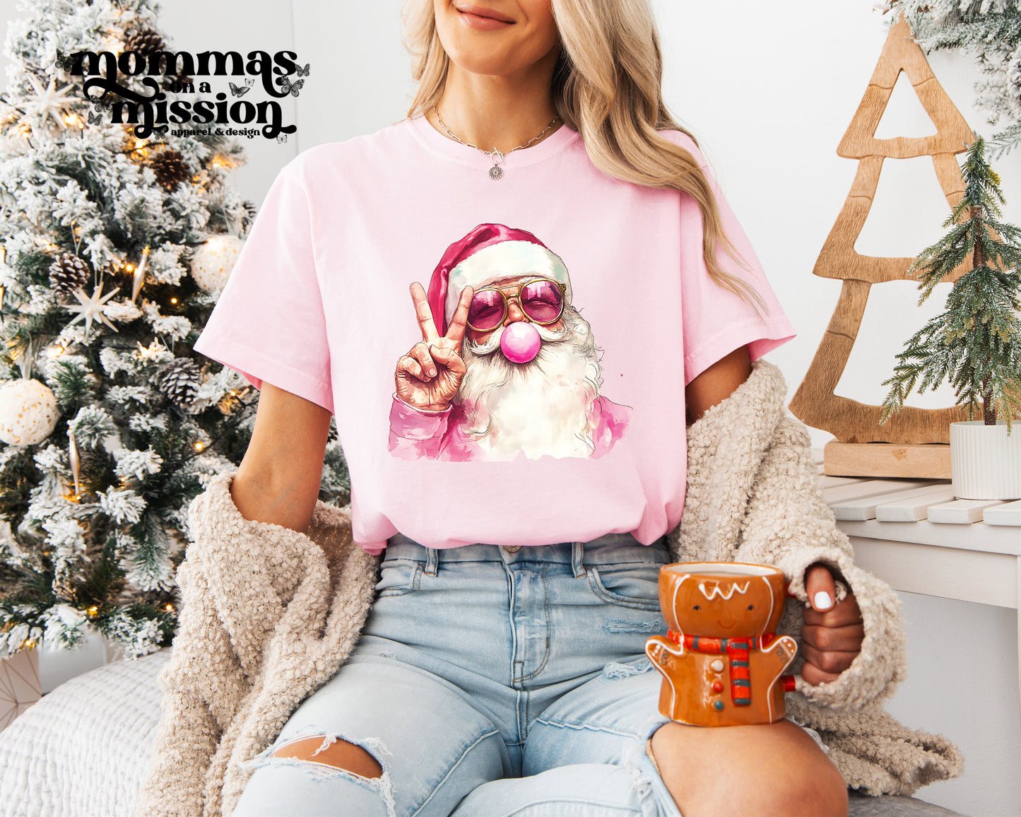 retro pink santa