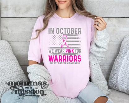 in October we were pink for warriors flag/ribbon