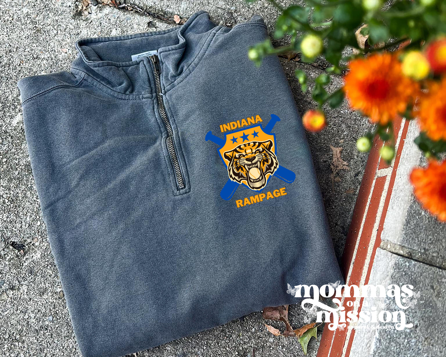 indiana rampage - logo monogram on quarter zip