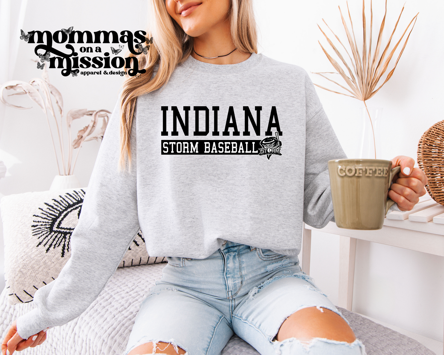 indiana storm with logo in black and white