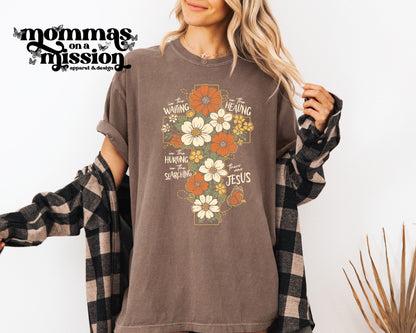 in the waiting there was jesus floral cross