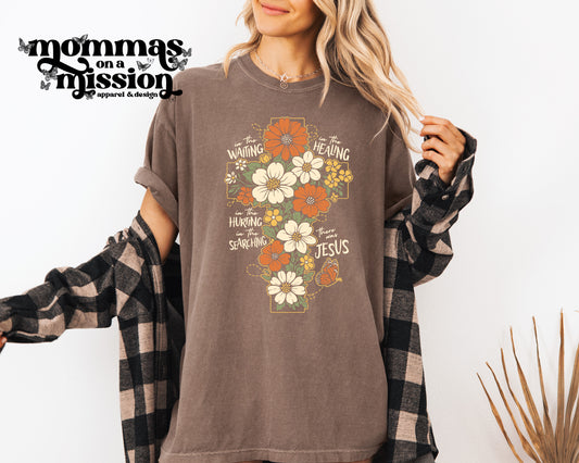 in the waiting there was jesus floral cross
