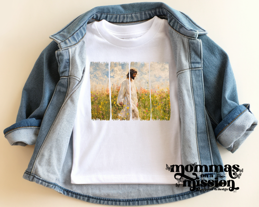 jesus walking through flowers brushstrokes (youth)