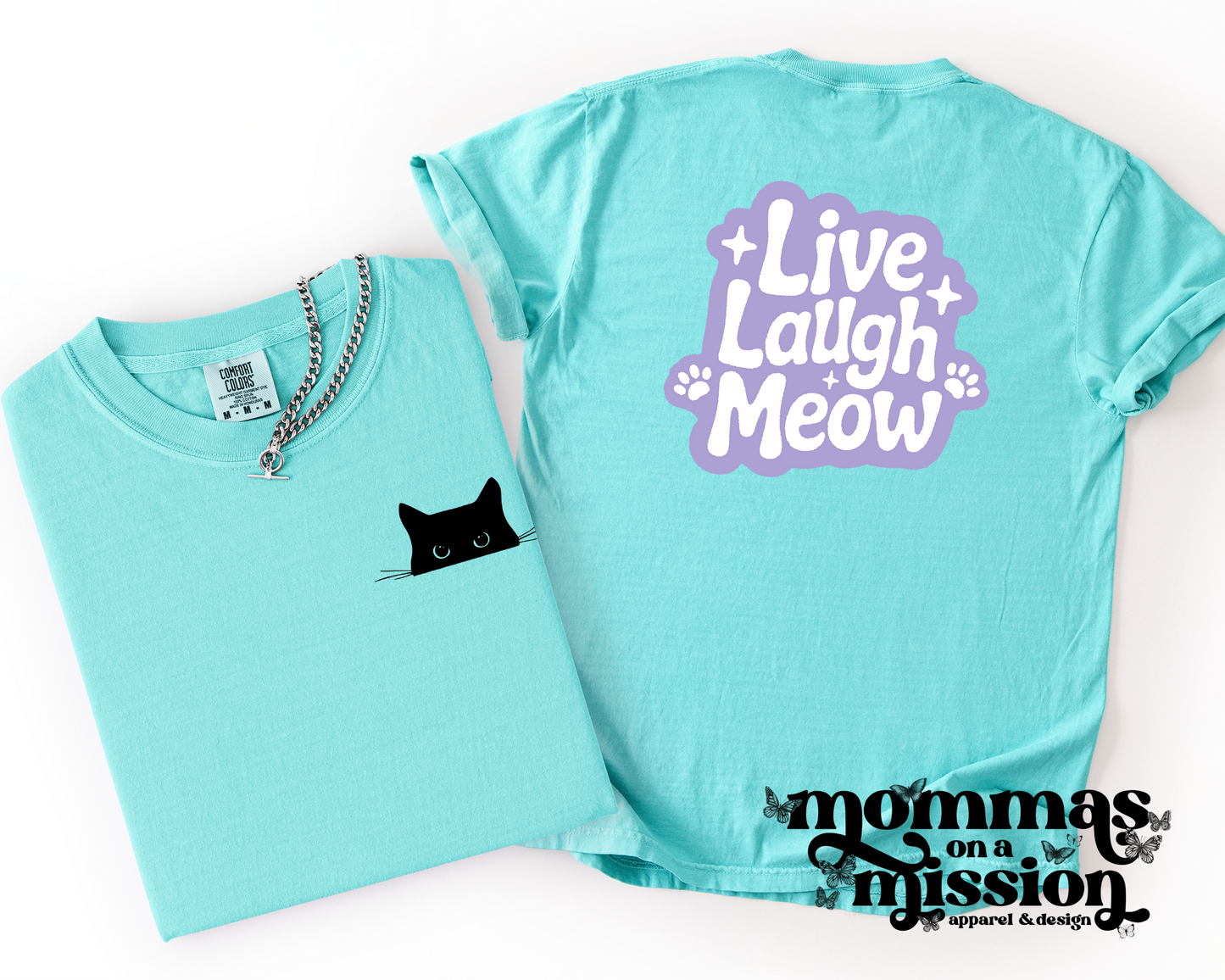 black cat pocket & live laugh meow front/back