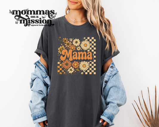 mama checkered and daisies