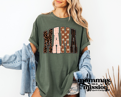 mama in leopard/floral/stripe prints