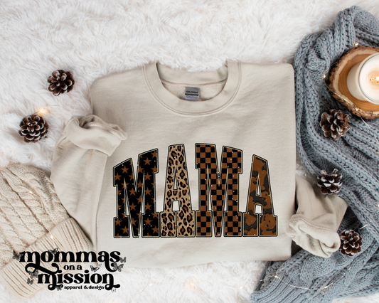 mama leopard and checkered