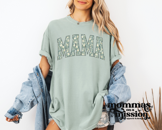 mama dusty blue/green florals