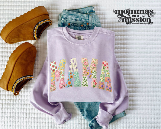 floral faux patchwork mama