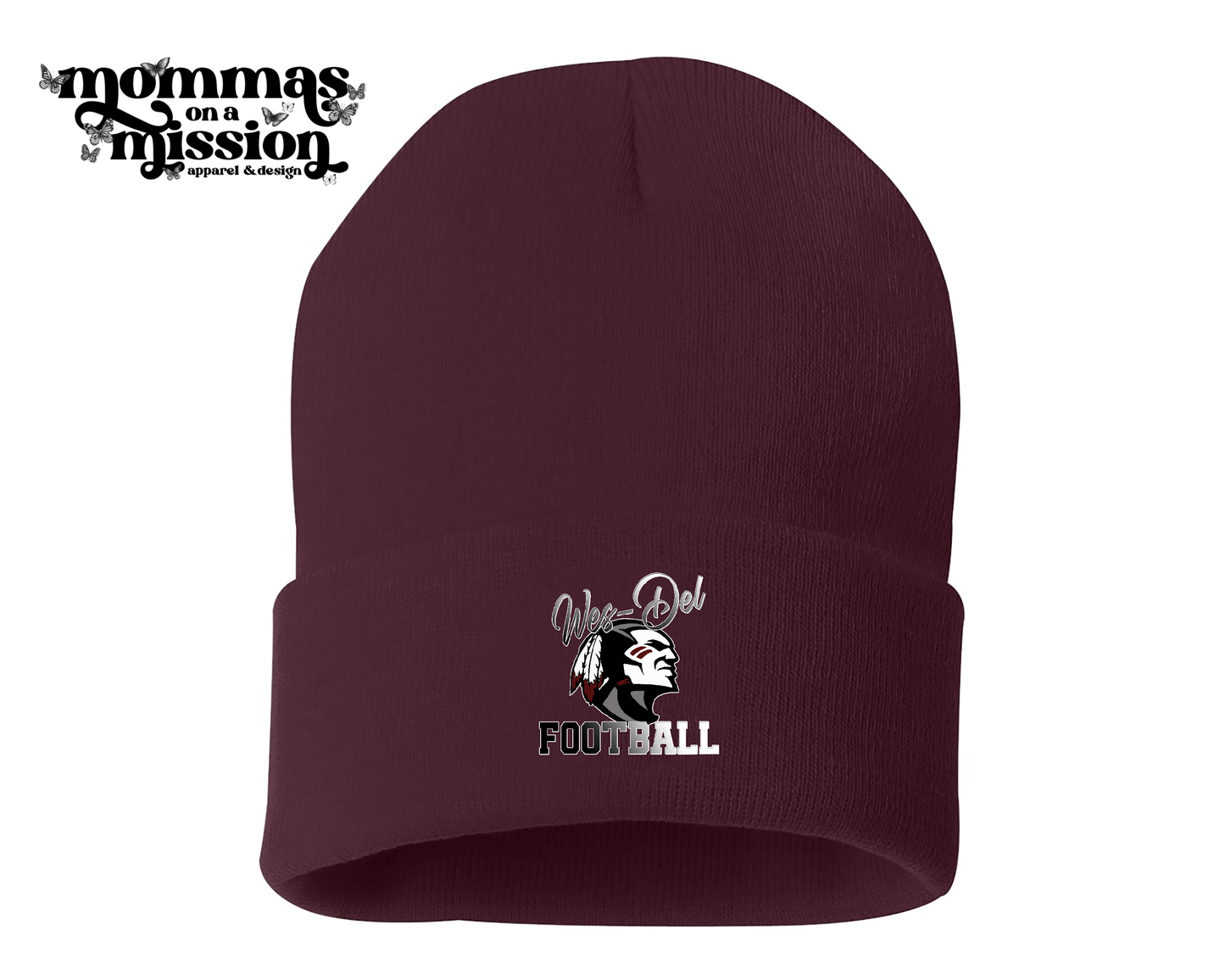 wes-del football beanie (choose your color) - football boosters