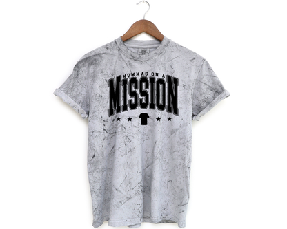 mommas on a mission collegiate with shirt logo