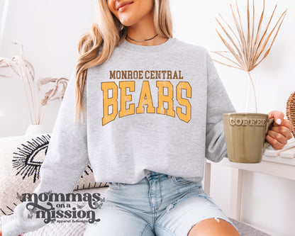 monroe central bears warped text (youth) - PTO fundraiser