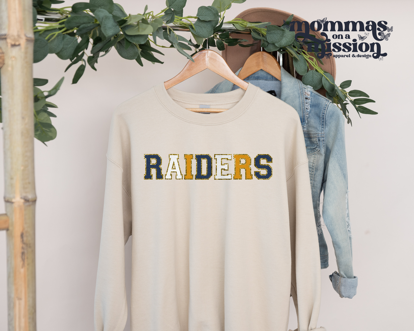 raiders in white, yellow gold and navy faux chenille