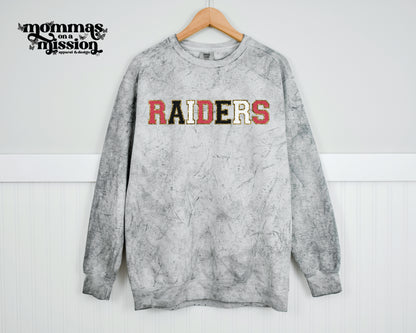 raiders in red, white and black faux chenille
