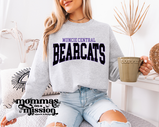 muncie central bearcats warped text