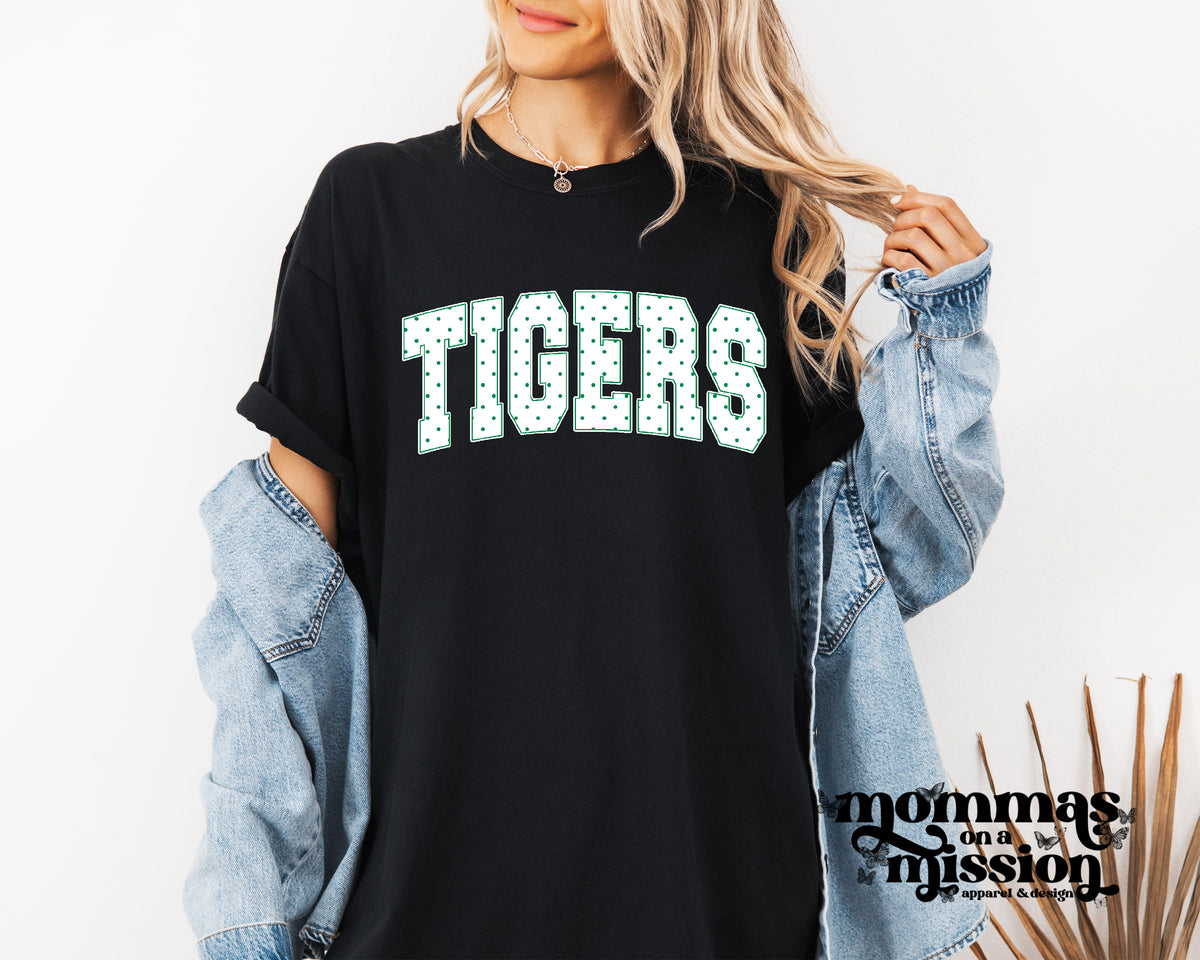 tigers green & white polka dots (youth)
