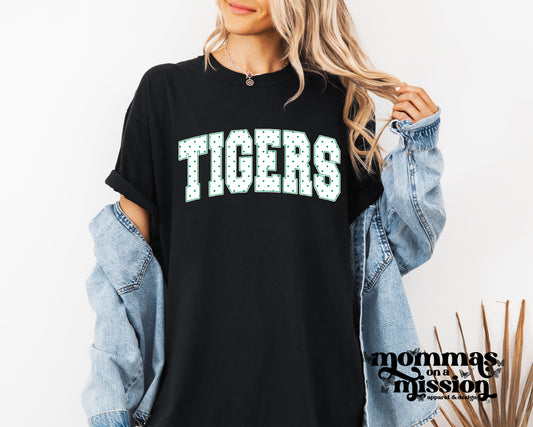 tigers green & white polka dots (youth)