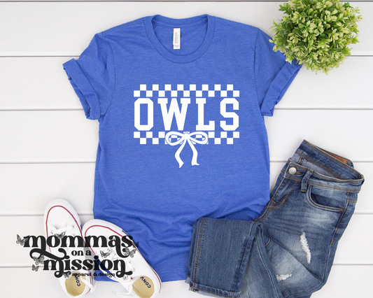 owls checkered bow