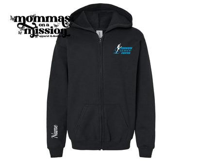 premiere dance logo zip up with custom name (youth) - pdc
